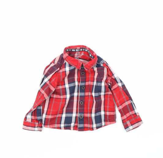F&F Baby Red Check Flannel Basic Button-Up Size 3-6 Months