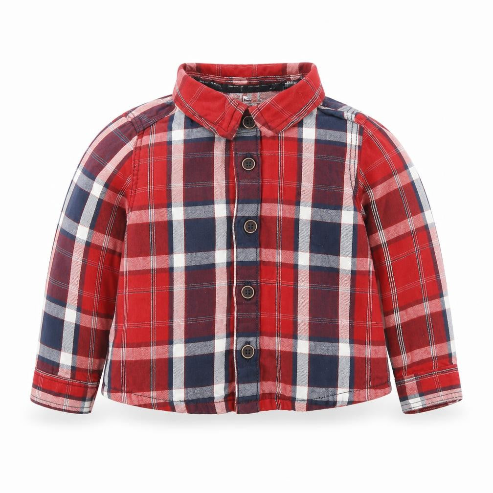 F&F Baby Red Check Flannel Basic Button-Up Size 3-6 Months