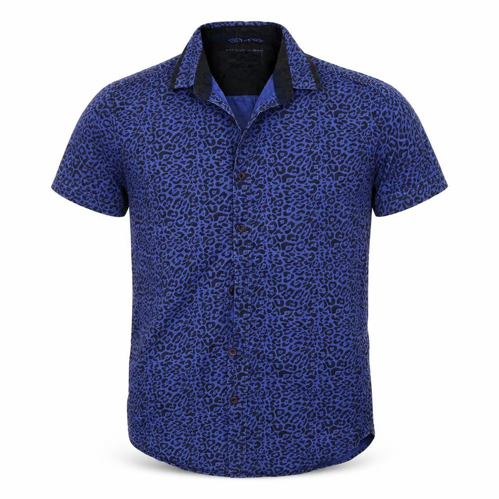 New Look Mens Blue Animal Print   Button-Up Size S