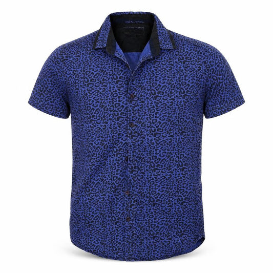 New Look Mens Blue Animal Print   Button-Up Size S