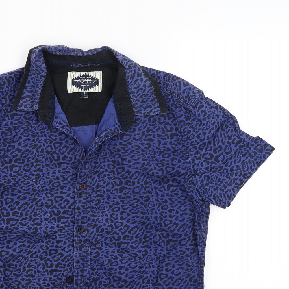 New Look Mens Blue Animal Print   Button-Up Size S