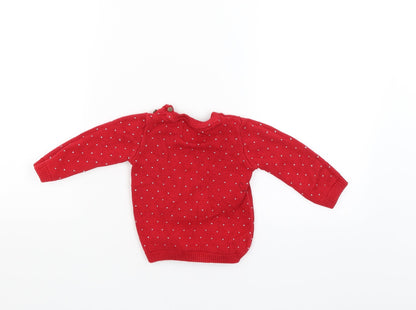 Back view of F&F boys’ red jumper, size 12-18, months
