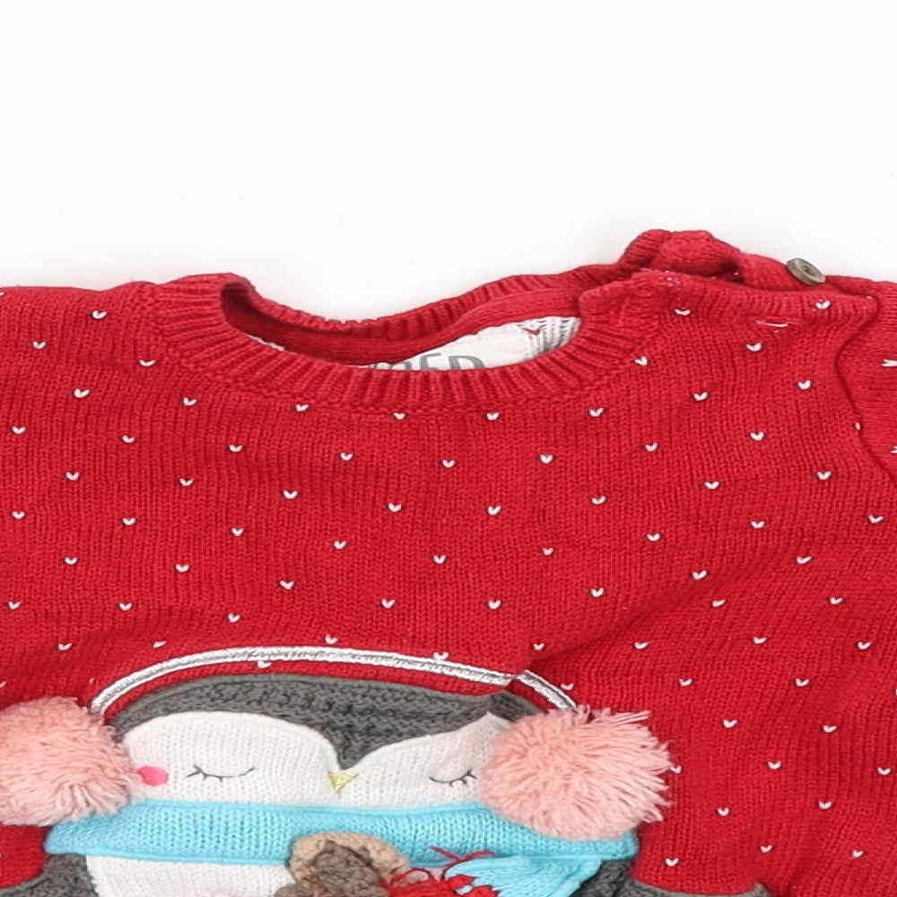 F&F Boys Red   Pullover Jumper Size 12-18 Months