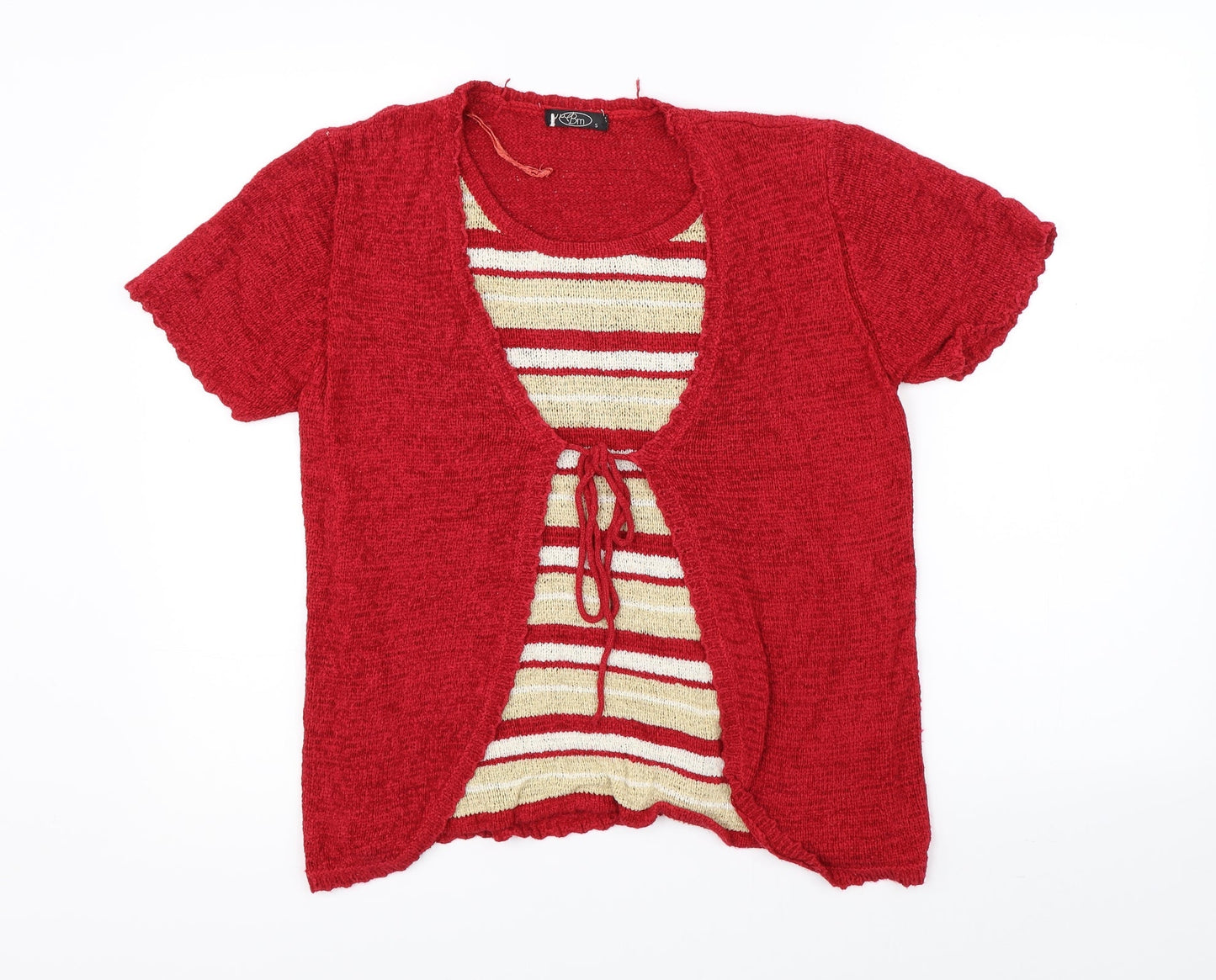BM Womens Red Striped  Basic Blouse Size S