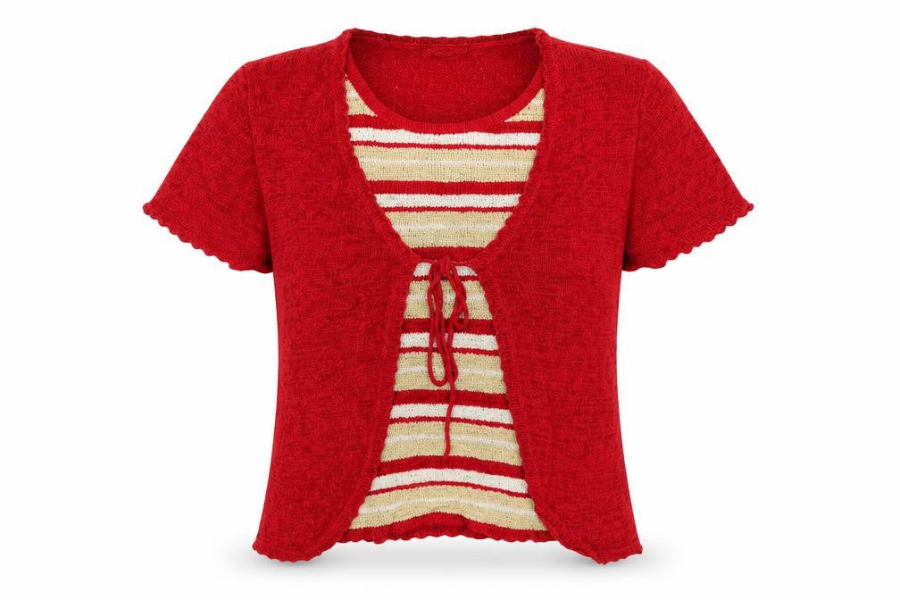 BM Womens Red Striped  Basic Blouse Size S