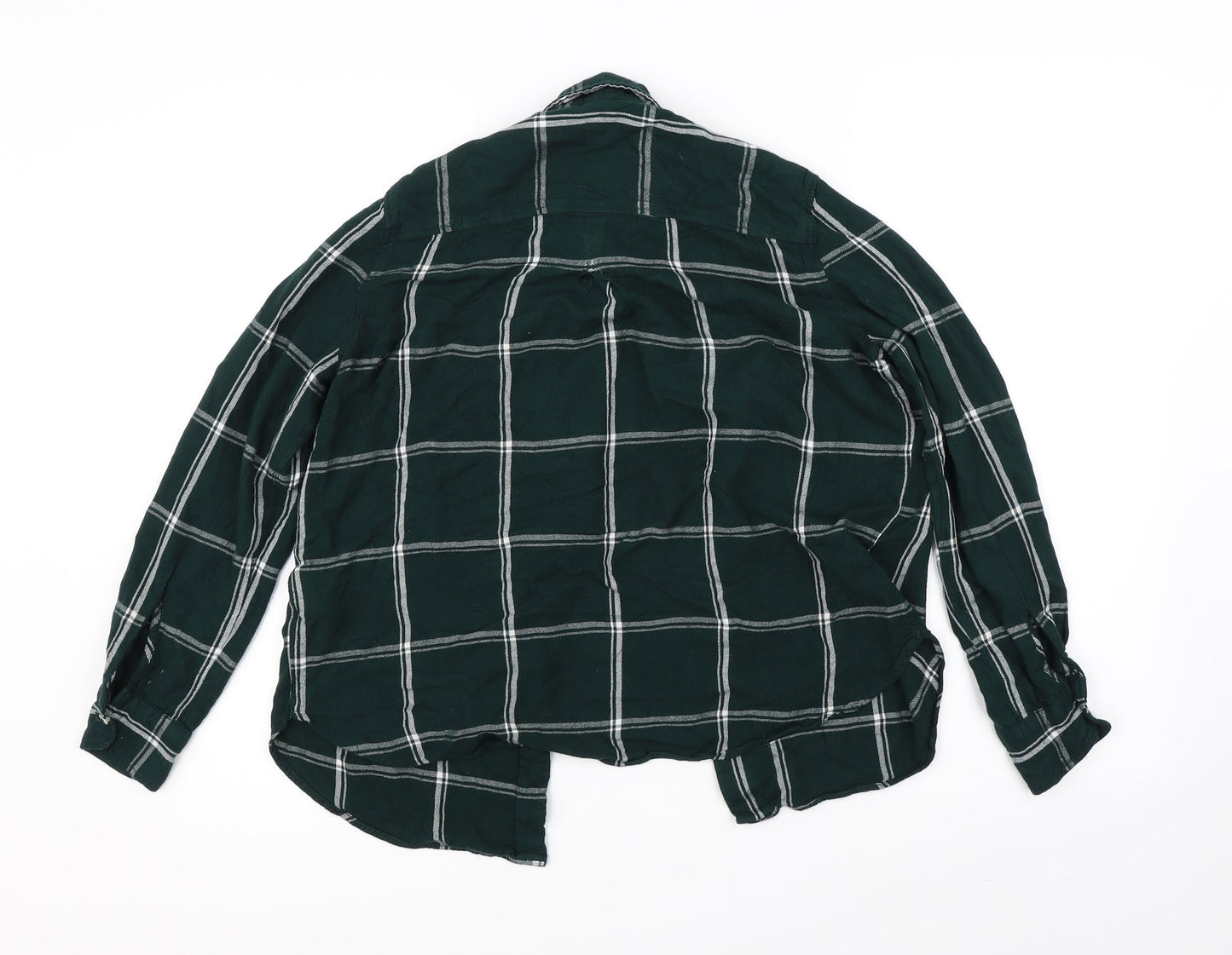 H&M Womens Green Check  Basic Button-Up Size 10