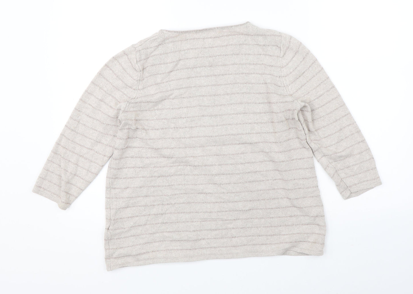 Marks & Spencer Womens Beige Striped  Pullover Jumper Size 14