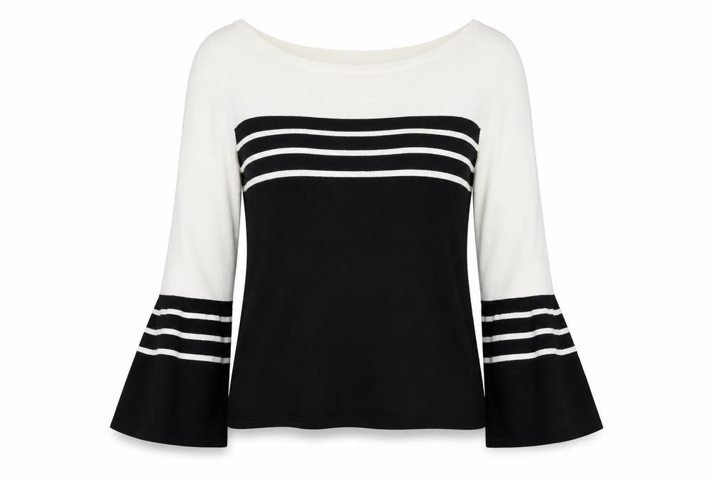 Principles Womens Black Striped  Pullover Jumper Size 10