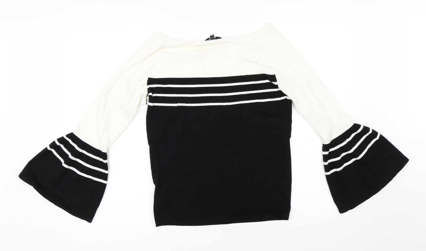 Principles Womens Black Striped  Pullover Jumper Size 10