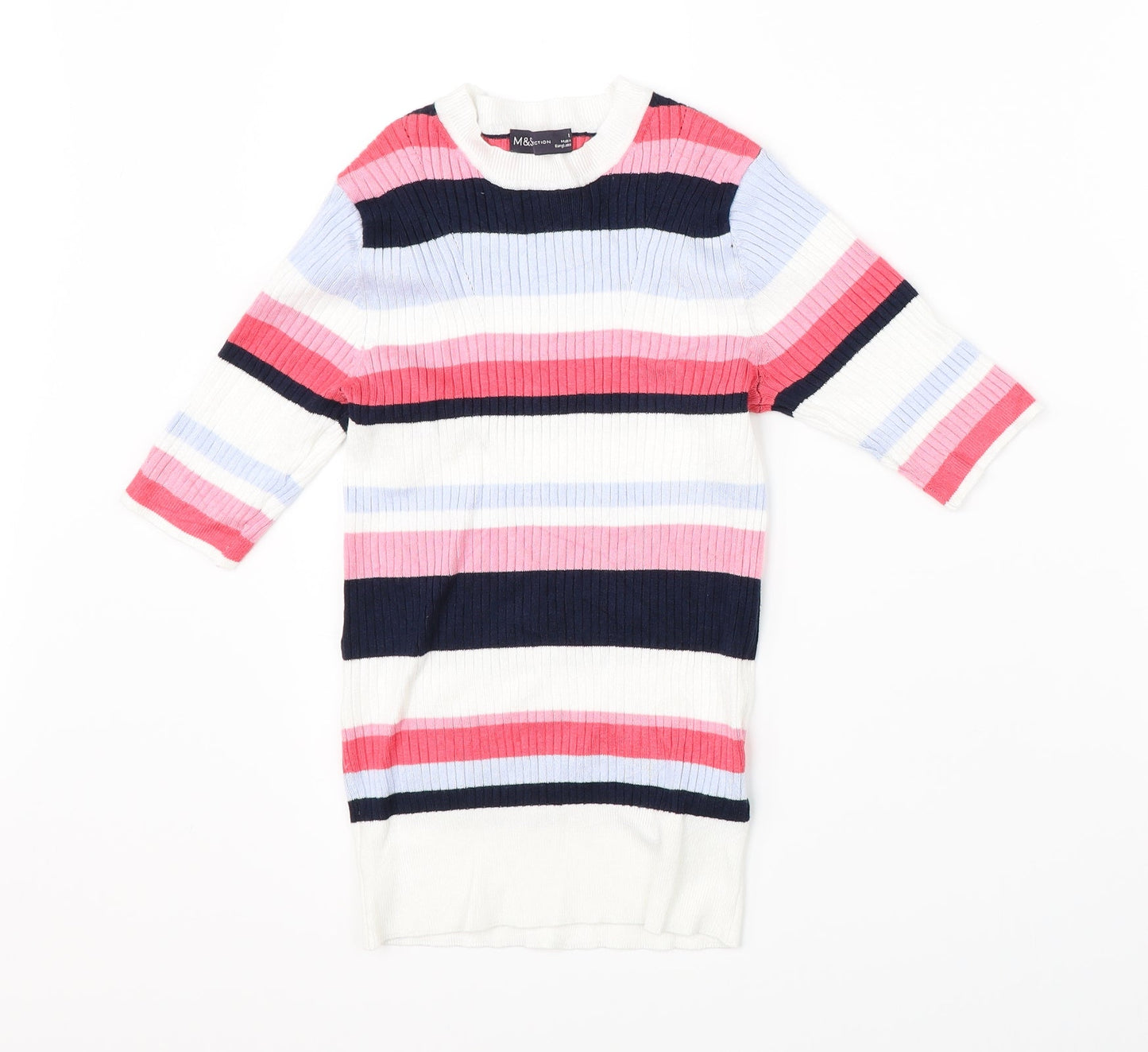 Marks & Spencer Womens Multicoloured Striped  Pullover Jumper Size 8