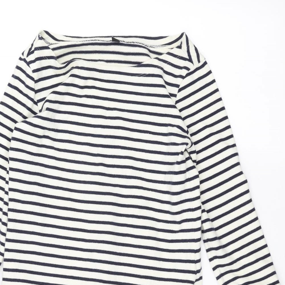 UNI Womens White Striped  Pullover Jumper Size XS