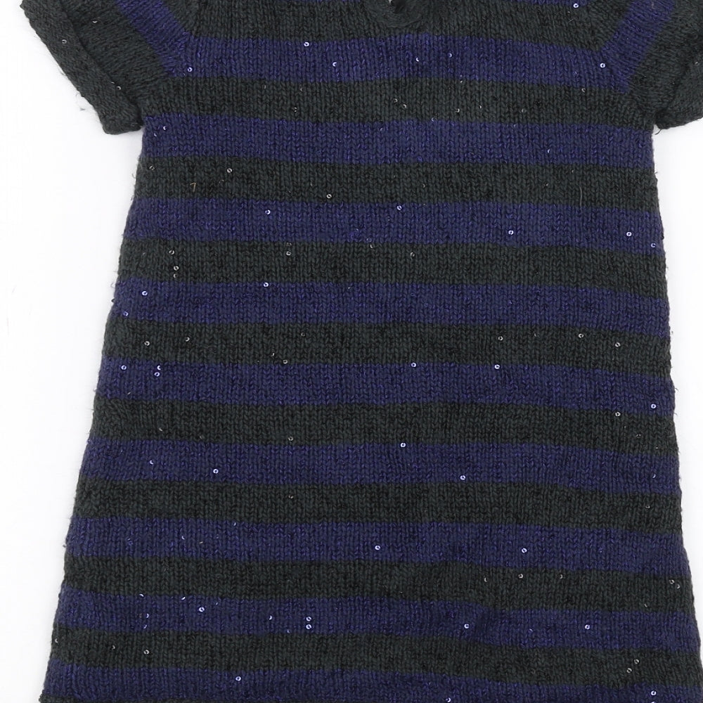 John Lewis Girls Grey Striped  A-Line  Size 5 Years