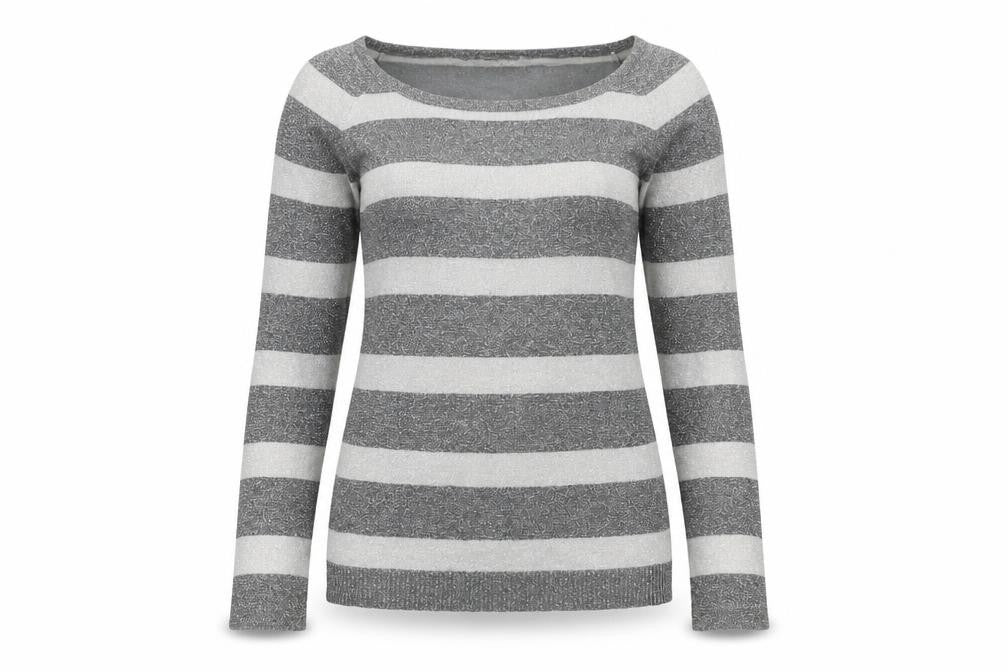 VILA Womens Grey Striped  Basic T-Shirt Size S