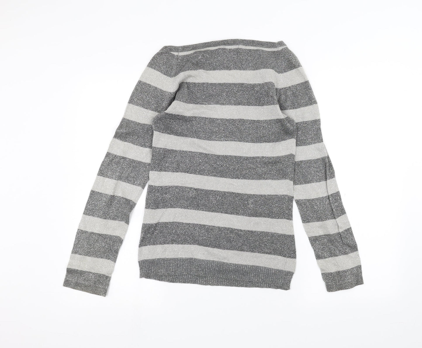 VILA Womens Grey Striped  Basic T-Shirt Size S