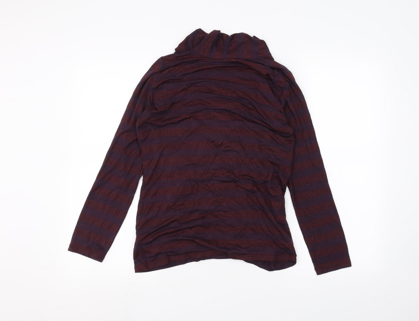 Marks and Spencer Womens Red Striped  Cardigan Jumper Size 10