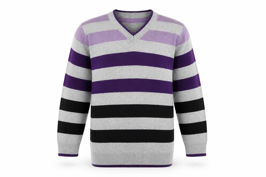 Matalan Girls Grey Striped  Pullover Jumper Size 6-7 Years