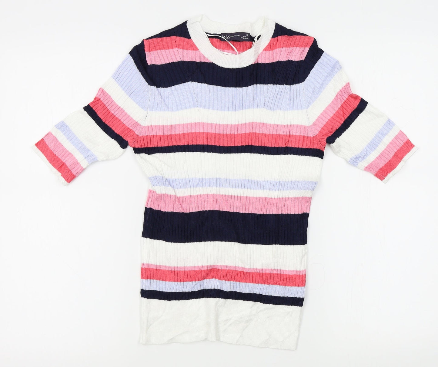 M&S Womens Multicoloured Striped  Pullover Jumper Size 10