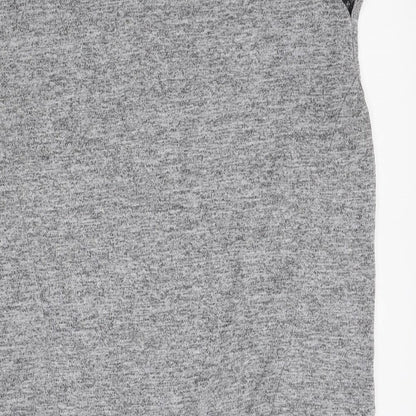 Brand and care label for Miss Selfridge women’s grey basic t-shirt, size UK 10