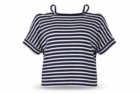 Boohoo Womens Blue Striped  Pullover Jumper Size 14  - shoulderless