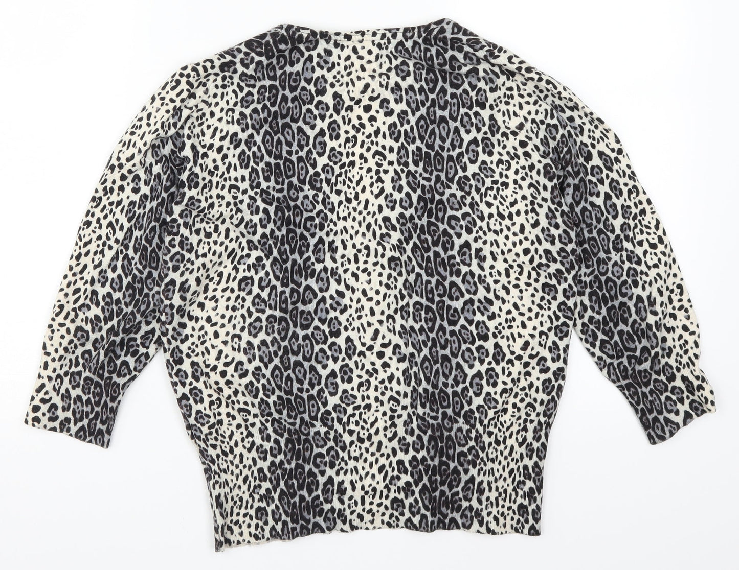 Marks and Spencer Womens Grey Animal Print  Cardigan Jumper Size 12