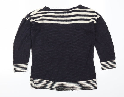 Preloved Per Una Womens Blue Striped  Pullover Jumper Size 14 - Back