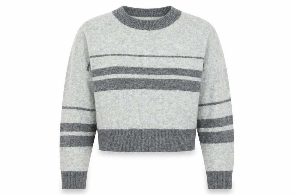 Topshop Womens Grey Striped Knit Pullover Jumper Size 10