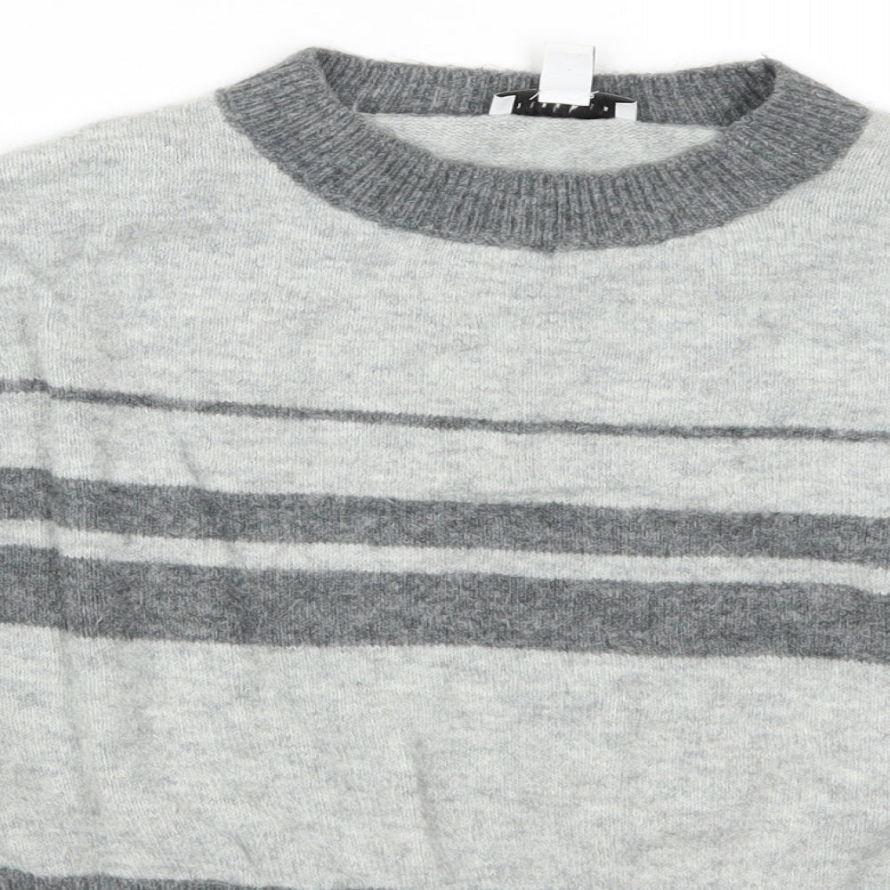 Topshop Womens Grey Striped Knit Pullover Jumper Size 10