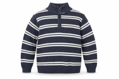 Tu Boys Blue Striped  Pullover Jumper Size 7 Years