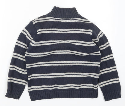 Tu Boys Blue Striped  Pullover Jumper Size 7 Years
