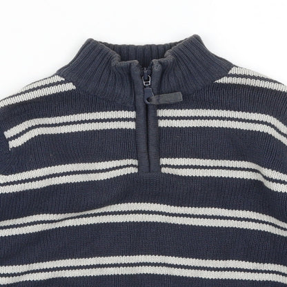 Tu Boys Blue Striped  Pullover Jumper Size 7 Years