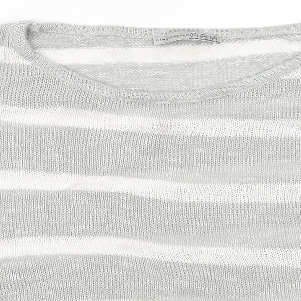 Atmosphere Womens Grey Striped  Pullover Jumper Size 12
