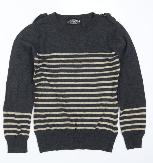 Atmosphere Womens Grey Striped  Pullover Jumper Size 14  - Gold Stripes