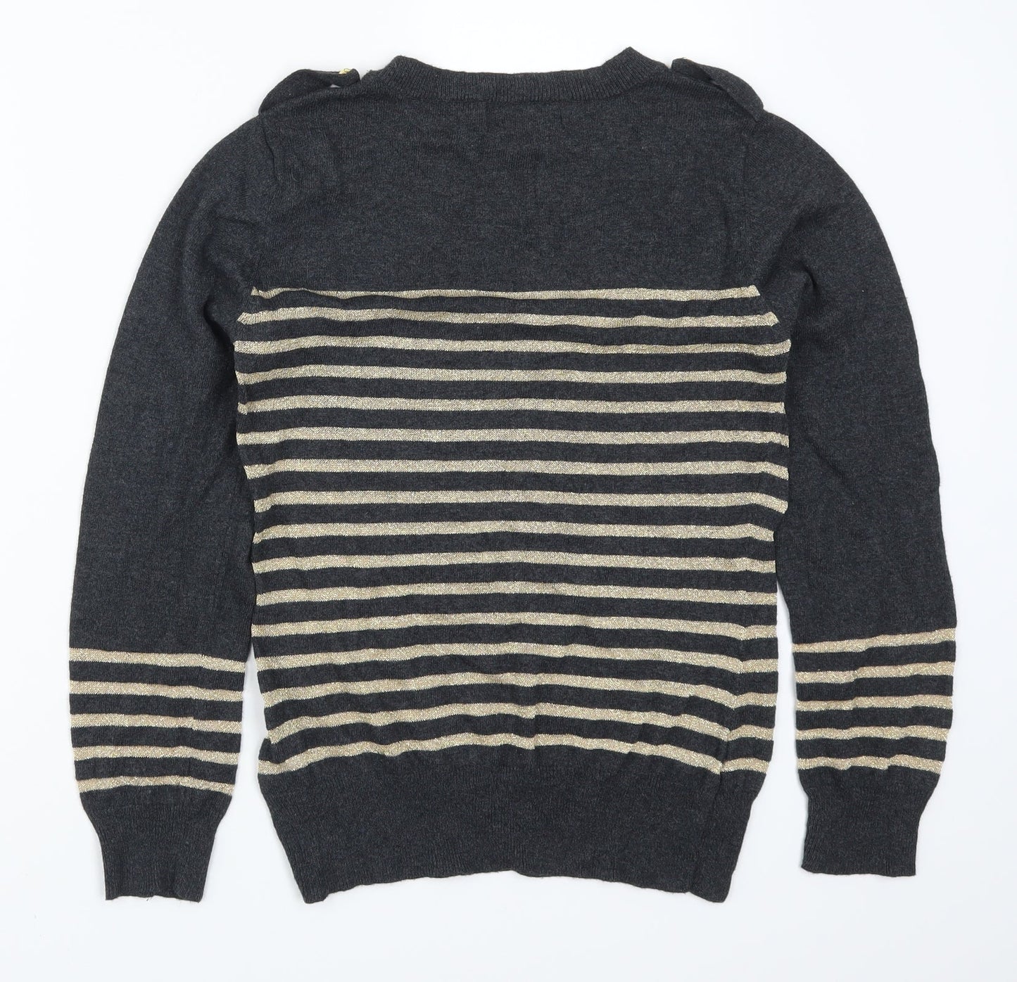 Atmosphere Womens Grey Striped  Pullover Jumper Size 14  - Gold Stripes