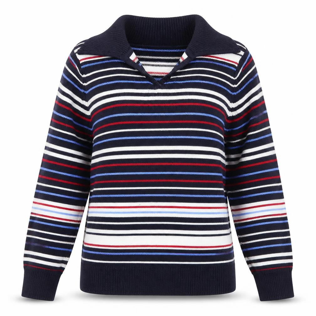 EWM Womens Blue Striped Knit Pullover Jumper Size 10  - Red