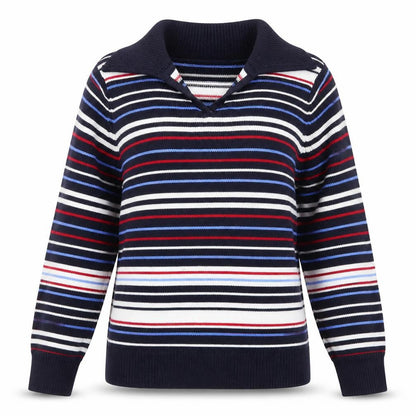 EWM Womens Blue Striped Knit Pullover Jumper Size 10  - Red