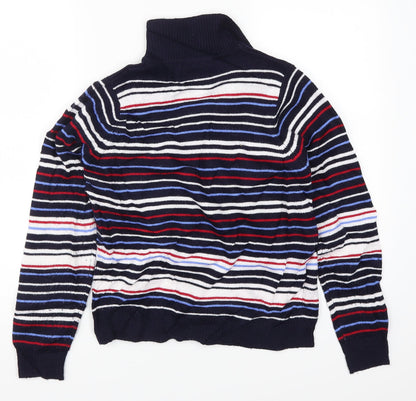 EWM Womens Blue Striped Knit Pullover Jumper Size 10  - Red
