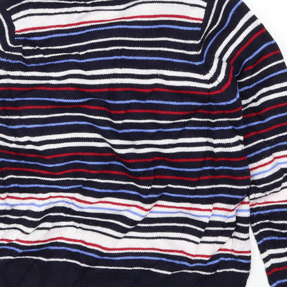 EWM Womens Blue Striped Knit Pullover Jumper Size 10  - Red