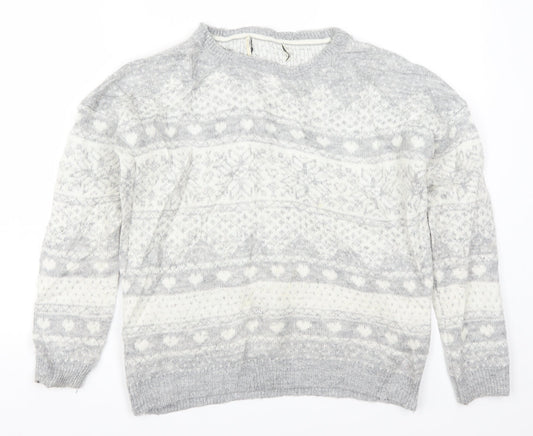 Matalan Womens Grey Geometric Knit Pullover Jumper Size S