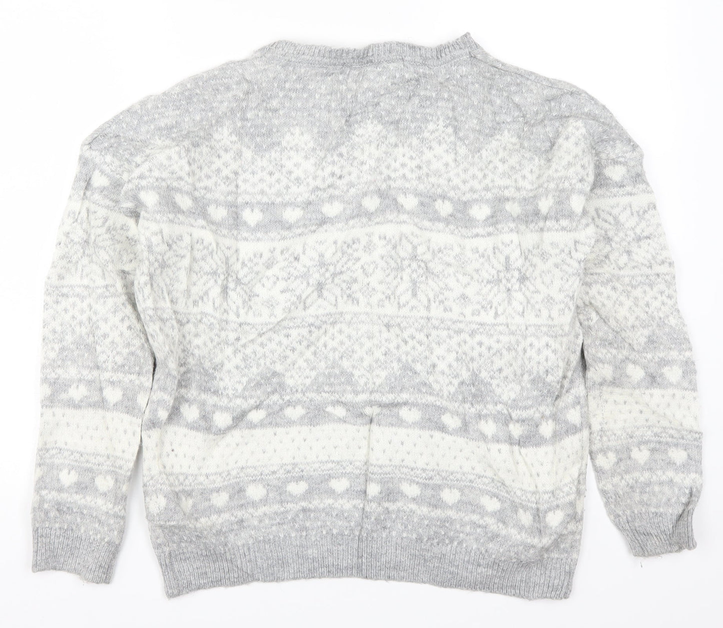 Matalan Womens Grey Geometric Knit Pullover Jumper Size S
