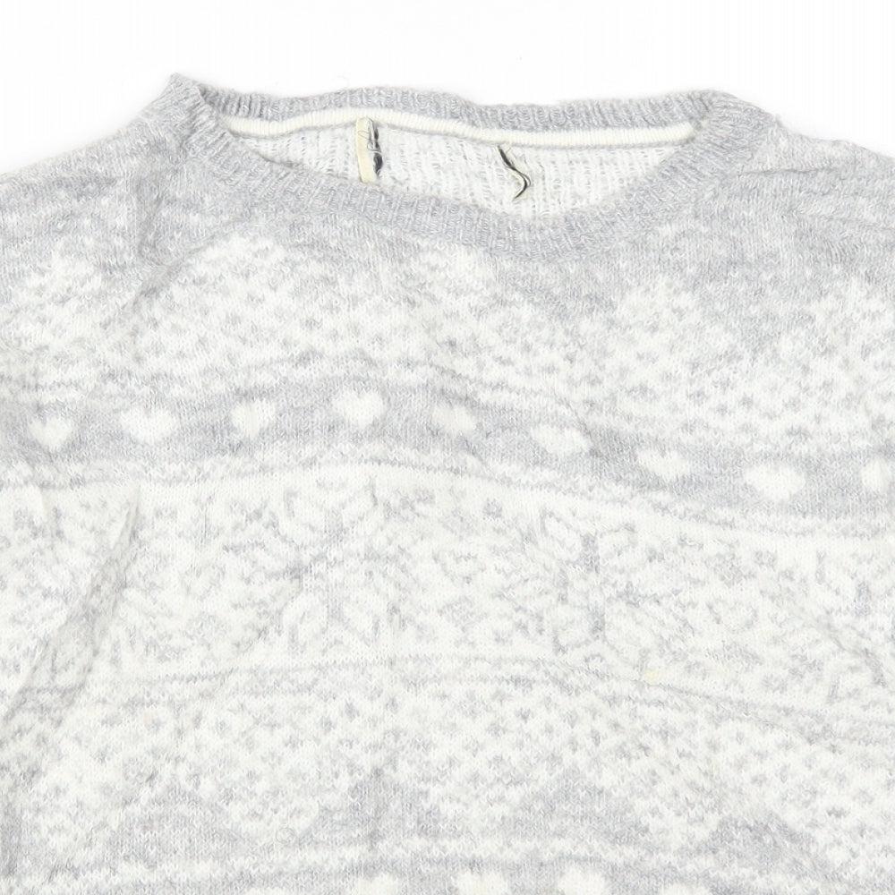 Matalan Womens Grey Geometric Knit Pullover Jumper Size S