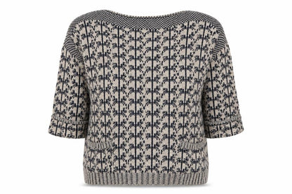 Marks & Spencer Womens Beige Geometric Knit Pullover Jumper Size 8  - Blue