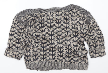 Marks & Spencer Womens Beige Geometric Knit Pullover Jumper Size 8  - Blue