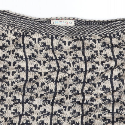 Marks & Spencer Womens Beige Geometric Knit Pullover Jumper Size 8  - Blue