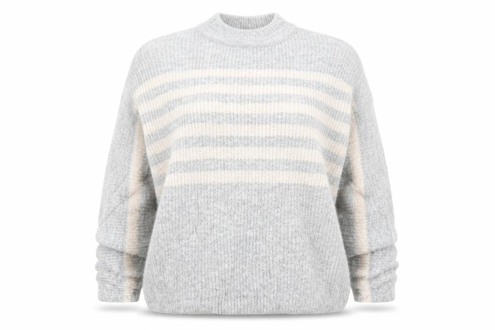 Papaya Womens Grey Striped Knit Pullover Jumper Size M