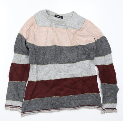 Additional front view of Kaleidoscope women’s multicoloured striped knit jumper, size UK 10