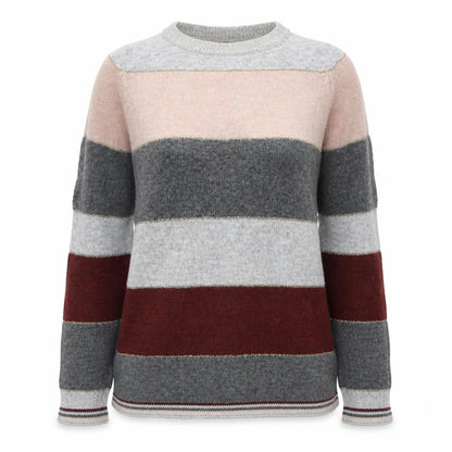 Front view of Kaleidoscope women’s multicoloured striped knit jumper, size UK 10