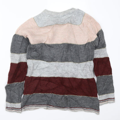 Back view of Kaleidoscope women’s multicoloured striped knit jumper, size UK 10