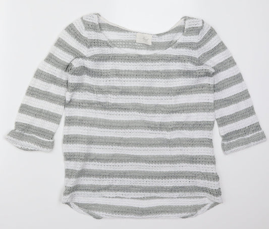 NEXT Womens Grey Striped Knit Pullover Jumper Size 10