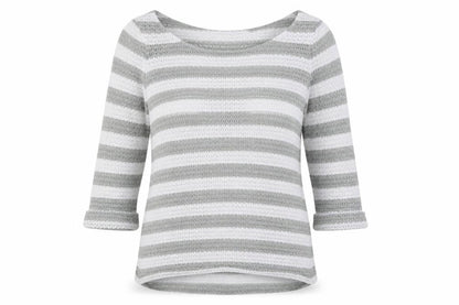 Next Womens Grey Striped Knit Pullover Jumper Size 10