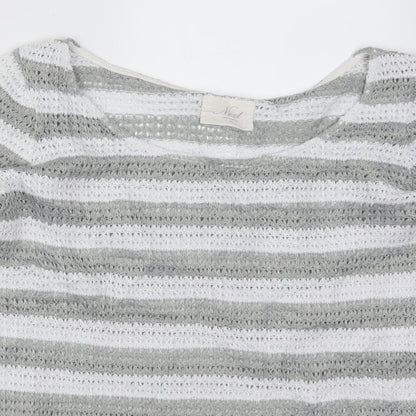 Next Womens Grey Striped Knit Pullover Jumper Size 10
